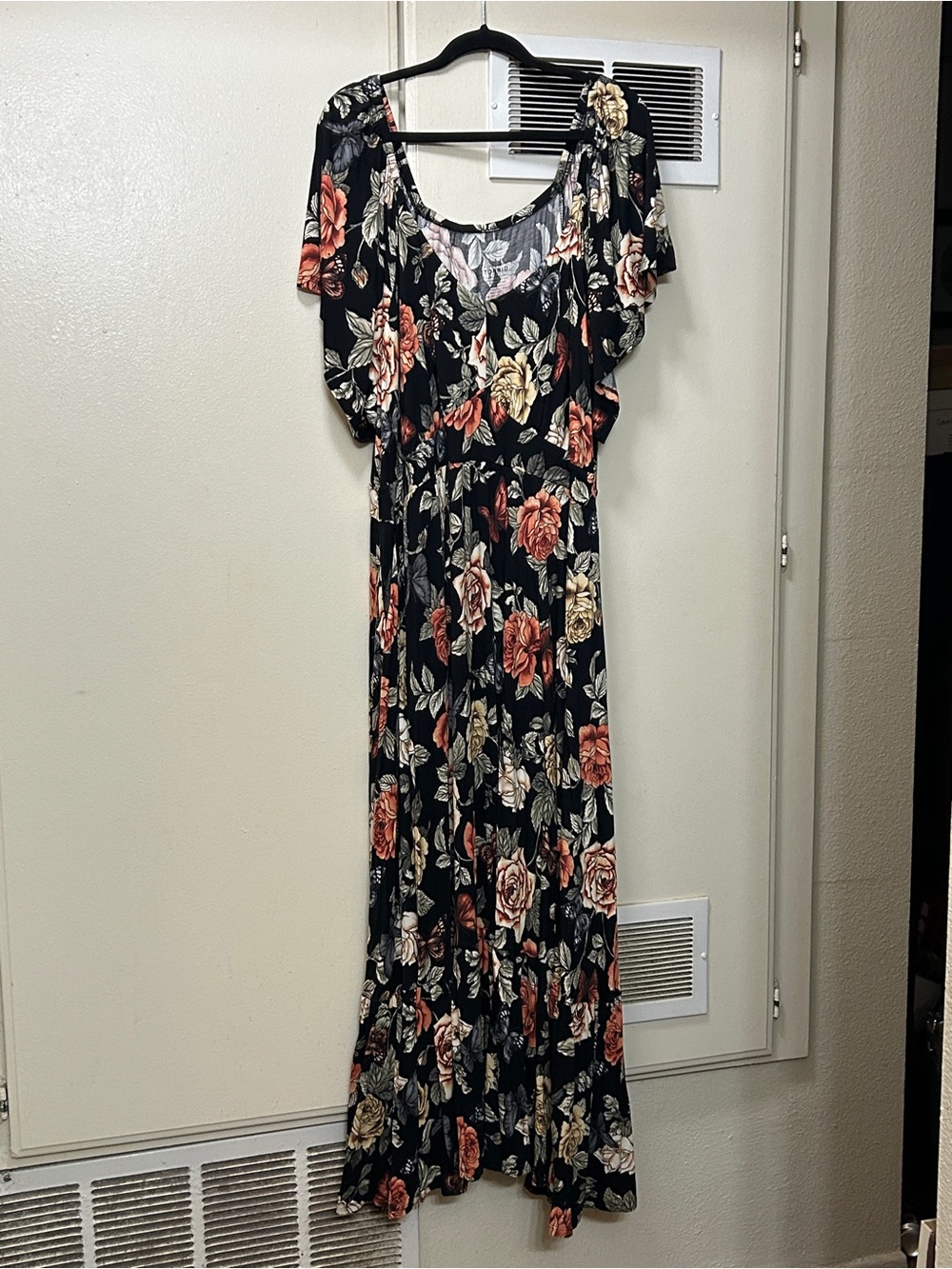 Torrid Black Flutter Sleeve Tiered Maxi Dress